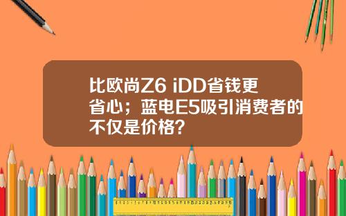 比欧尚Z6 iDD省钱更省心；蓝电E5吸引消费者的不仅是价格？