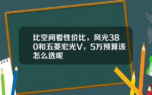 比空间看性价比，风光380和五菱宏光V，5万预算该怎么选呢
