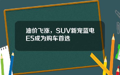 油价飞涨，SUV新宠蓝电E5成为购车首选