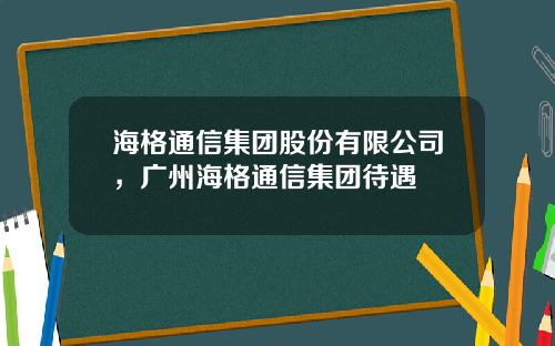 海格通信集团股份有限公司，广州海格通信集团待遇