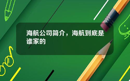 海航公司简介，海航到底是谁家的
