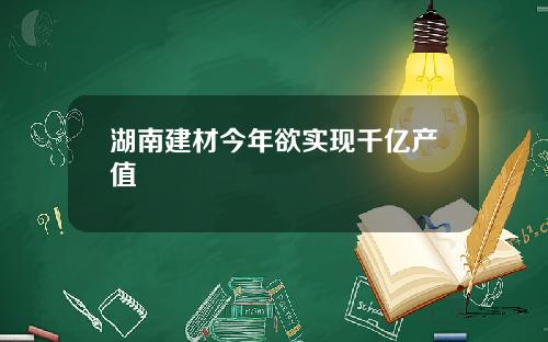 湖南建材今年欲实现千亿产值