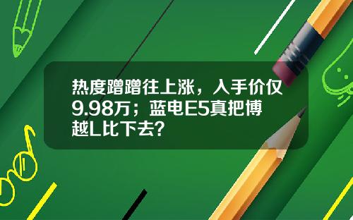 热度蹭蹭往上涨，入手价仅9.98万；蓝电E5真把博越L比下去？
