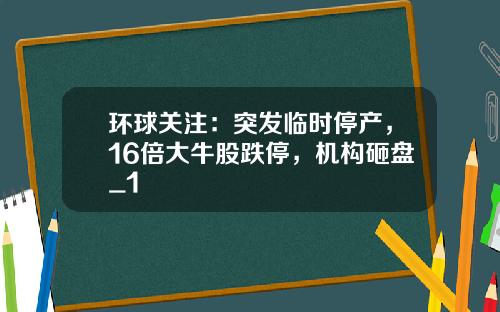 环球关注：突发临时停产，16倍大牛股跌停，机构砸盘_1