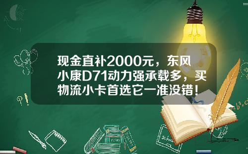 现金直补2000元，东风小康D71动力强承载多，买物流小卡首选它一准没错！