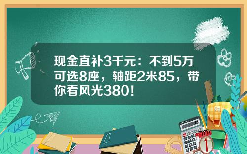 现金直补3千元：不到5万可选8座，轴距2米85，带你看风光380！