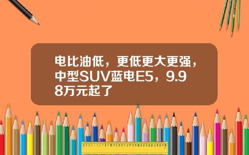 电比油低，更低更大更强，中型SUV蓝电E5，9.98万元起了