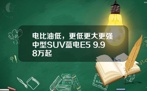 电比油低，更低更大更强 中型SUV蓝电E5 9.98万起