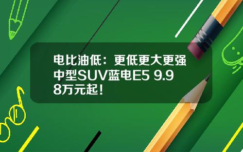 电比油低：更低更大更强 中型SUV蓝电E5 9.98万元起！