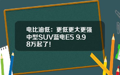 电比油低：更低更大更强 中型SUV蓝电E5 9.98万起了！