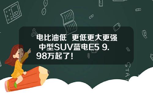 电比油低  更低更大更强 中型SUV蓝电E5 9.98万起了！