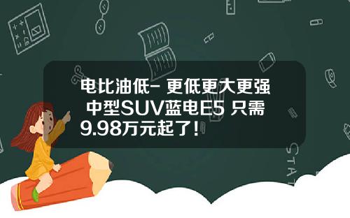 电比油低- 更低更大更强 中型SUV蓝电E5 只需9.98万元起了！