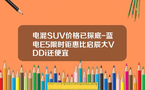 电混SUV价格已探底-蓝电E5限时钜惠比启辰大V DDi还便宜