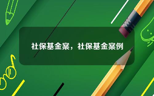 社保基金案，社保基金案例