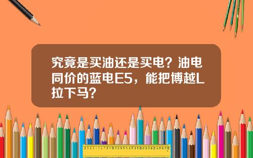 究竟是买油还是买电？油电同价的蓝电E5，能把博越L拉下马？