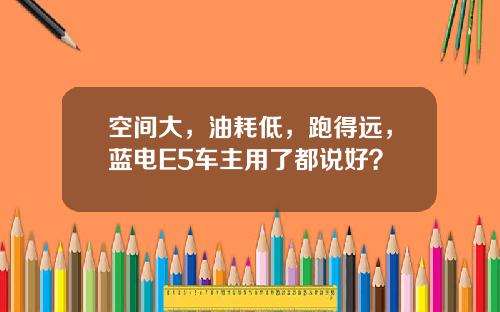 空间大，油耗低，跑得远，蓝电E5车主用了都说好？