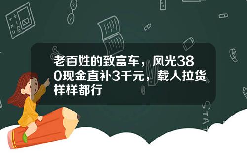 老百姓的致富车，风光380现金直补3千元，载人拉货样样都行
