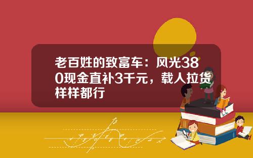 老百姓的致富车：风光380现金直补3千元，载人拉货样样都行