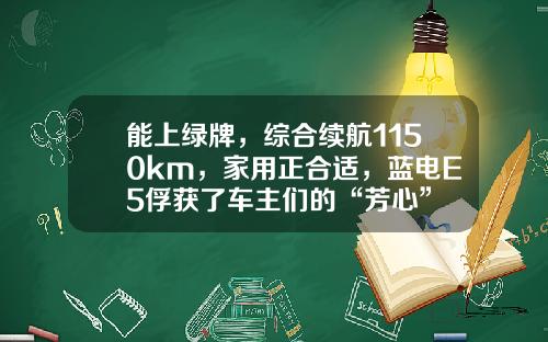能上绿牌，综合续航1150km，家用正合适，蓝电E5俘获了车主们的“芳心”