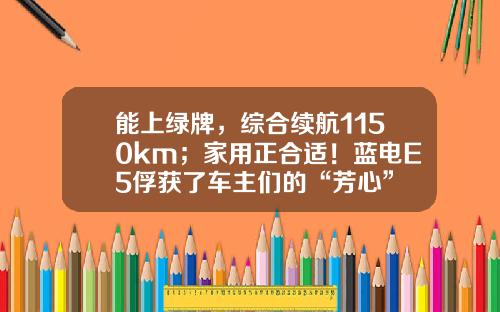 能上绿牌，综合续航1150km；家用正合适！蓝电E5俘获了车主们的“芳心”
