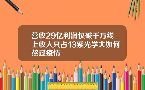 营收29亿利润仅破千万线上收入只占13紫光学大如何熬过疫情