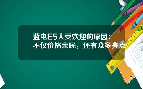 蓝电E5大受欢迎的原因：不仅价格亲民，还有众多亮点