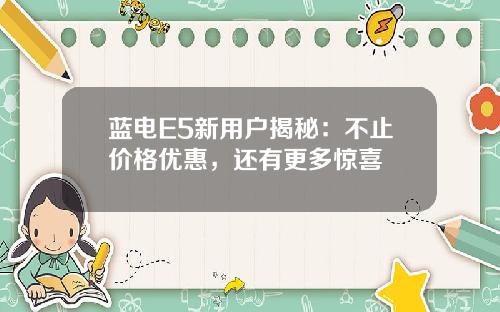 蓝电E5新用户揭秘：不止价格优惠，还有更多惊喜