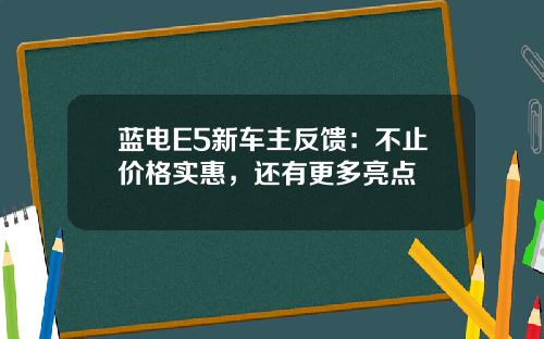 蓝电E5新车主反馈：不止价格实惠，还有更多亮点