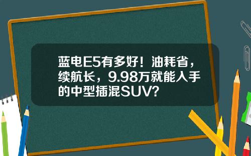 蓝电E5有多好！油耗省，续航长，9.98万就能入手的中型插混SUV？