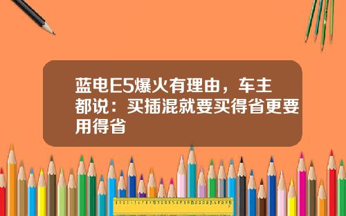 蓝电E5爆火有理由，车主都说：买插混就要买得省更要用得省