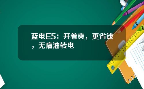 蓝电E5：开着爽，更省钱，无痛油转电