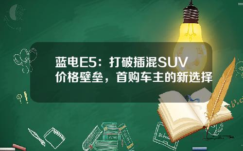 蓝电E5：打破插混SUV价格壁垒，首购车主的新选择