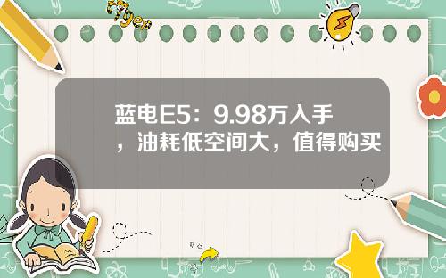 蓝电E5：9.98万入手，油耗低空间大，值得购买