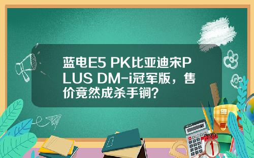 蓝电E5 PK比亚迪宋PLUS DM-i冠军版，售价竟然成杀手锏？