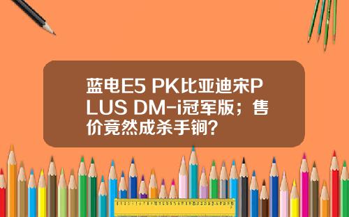 蓝电E5 PK比亚迪宋PLUS DM-i冠军版；售价竟然成杀手锏？