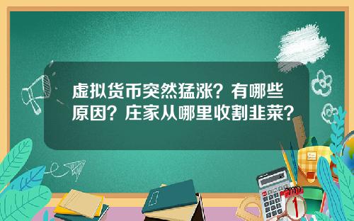 虚拟货币突然猛涨？有哪些原因？庄家从哪里收割韭菜？
