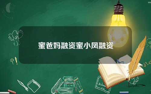 蜜爸妈融资蜜小凤融资