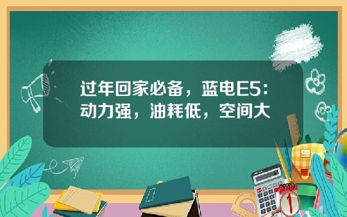 过年回家必备，蓝电E5：动力强，油耗低，空间大