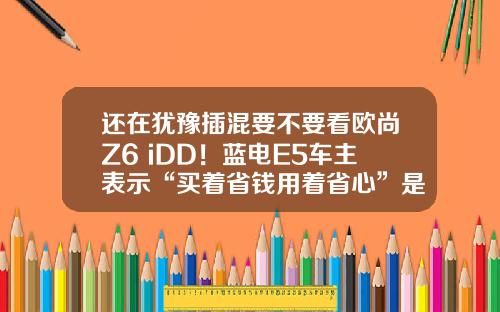 还在犹豫插混要不要看欧尚Z6 iDD！蓝电E5车主表示“买着省钱用着省心”是王道