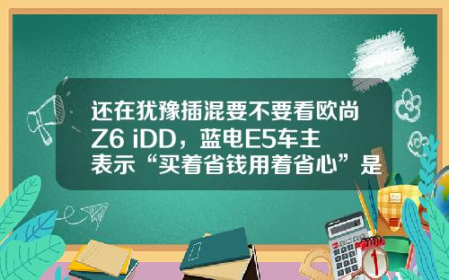还在犹豫插混要不要看欧尚Z6 iDD，蓝电E5车主表示“买着省钱用着省心”是王道！