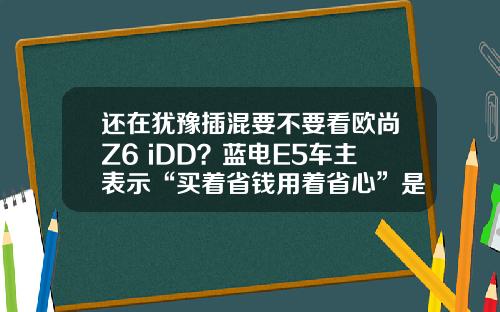 还在犹豫插混要不要看欧尚Z6 iDD？蓝电E5车主表示“买着省钱用着省心”是王道