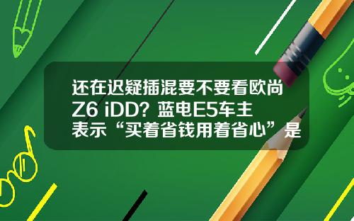 还在迟疑插混要不要看欧尚Z6 iDD？蓝电E5车主表示“买着省钱用着省心”是王道
