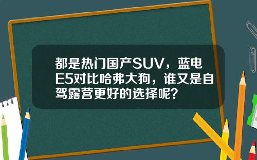 都是热门国产SUV，蓝电E5对比哈弗大狗，谁又是自驾露营更好的选择呢？