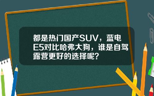 都是热门国产SUV，蓝电E5对比哈弗大狗，谁是自驾露营更好的选择呢？