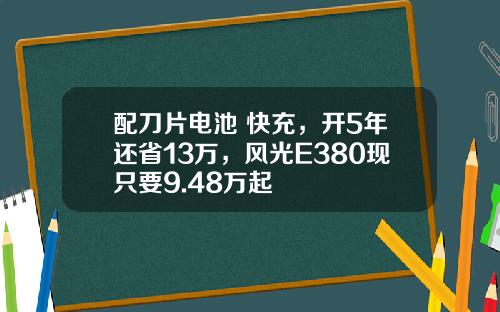 配刀片电池+快充，开5年还省13万，风光E380现只要9.48万起