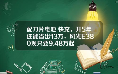 配刀片电池+快充，开5年还能省出13万，风光E380现只要9.48万起