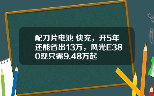 配刀片电池+快充，开5年还能省出13万，风光E380现只需9.48万起