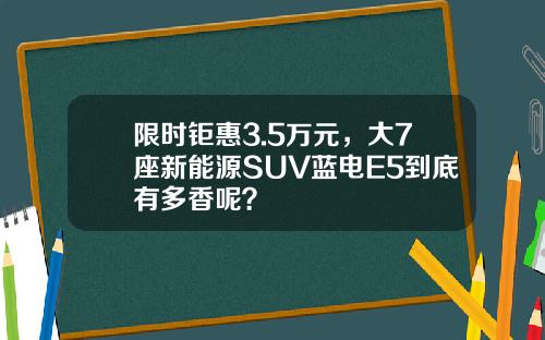 限时钜惠3.5万元，大7座新能源SUV蓝电E5到底有多香呢？