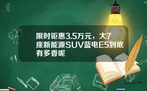 限时钜惠3.5万元，大7座新能源SUV蓝电E5到底有多香呢