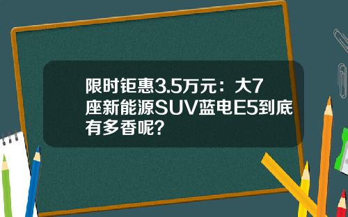 限时钜惠3.5万元：大7座新能源SUV蓝电E5到底有多香呢？